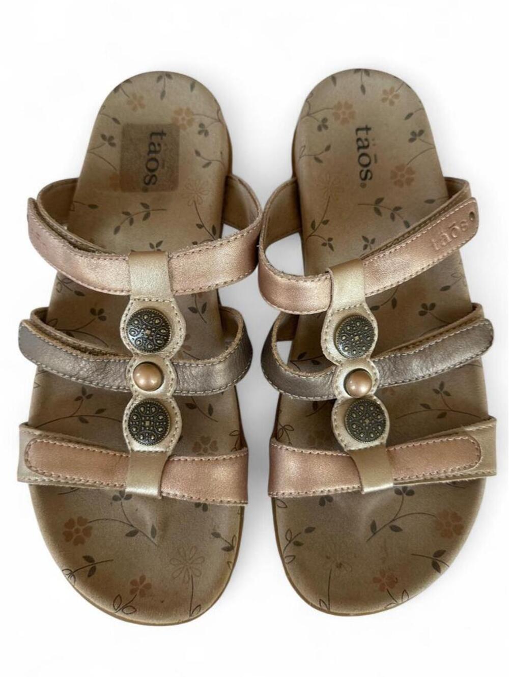 Taos Prize Leather Slide Sandals Women’s 8 Comfort Walking Lightweight Strappy